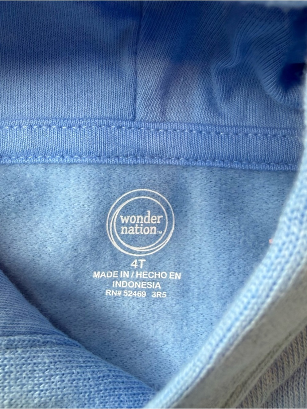 NWT Wonder Nation Light Blue Hoodie 4T Pullover Pocket Sweatshirt - Picture 6 of 6